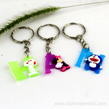 3D Soft Letters With Cartoon Charms PVC Plastic Key Chain